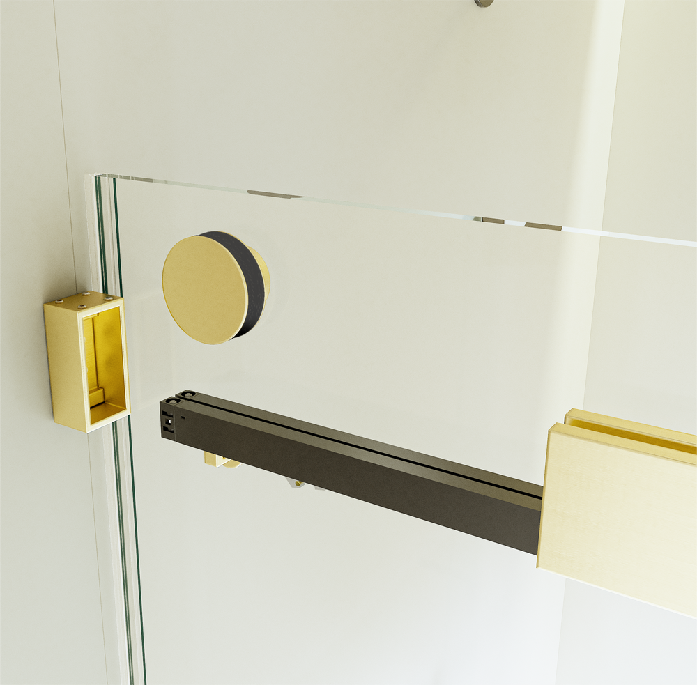 Luxurious Soft-Close Frameless Sliding Shower Door in Brushed Gold