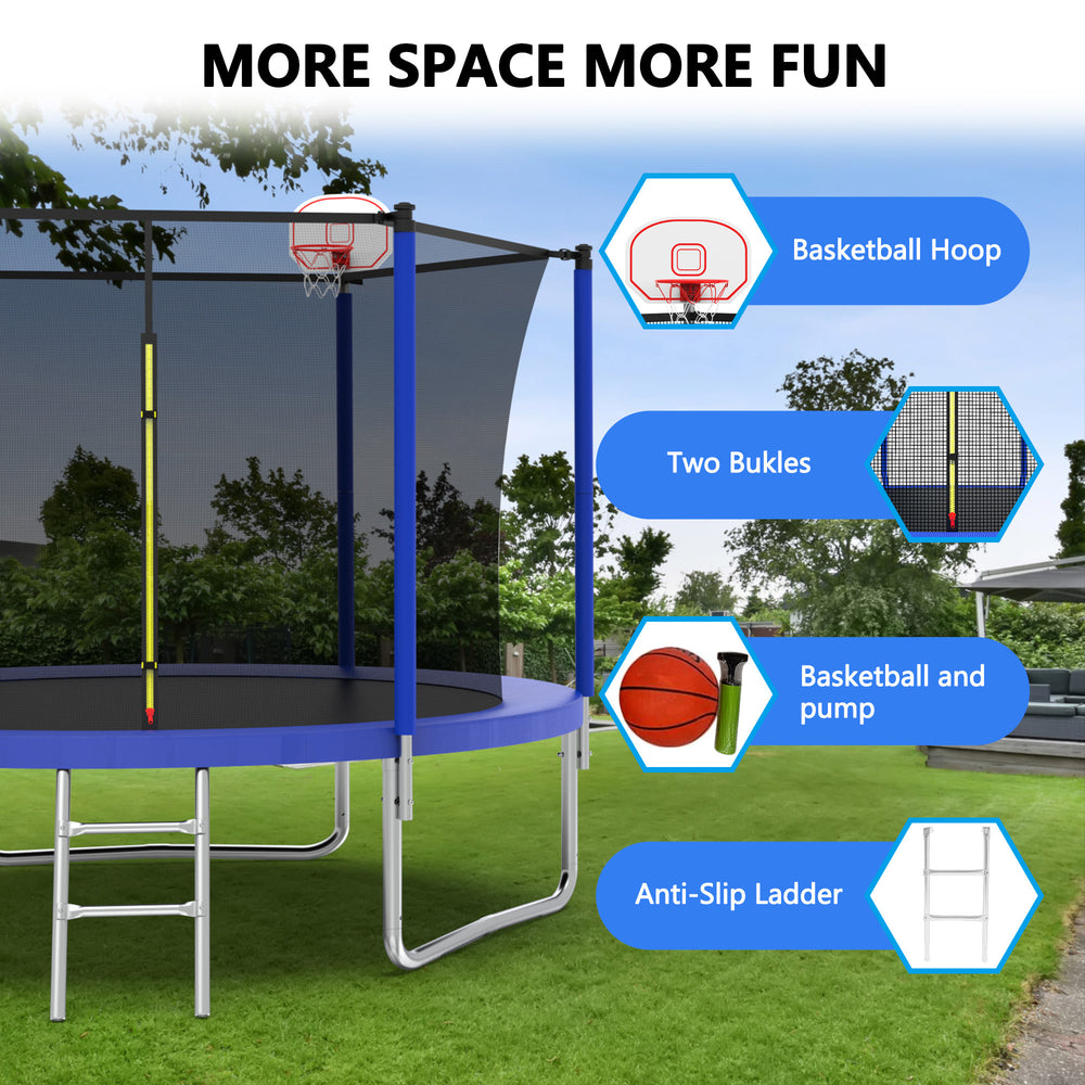 Jump & Play Trampoline with Basketball Hoop & Ladder