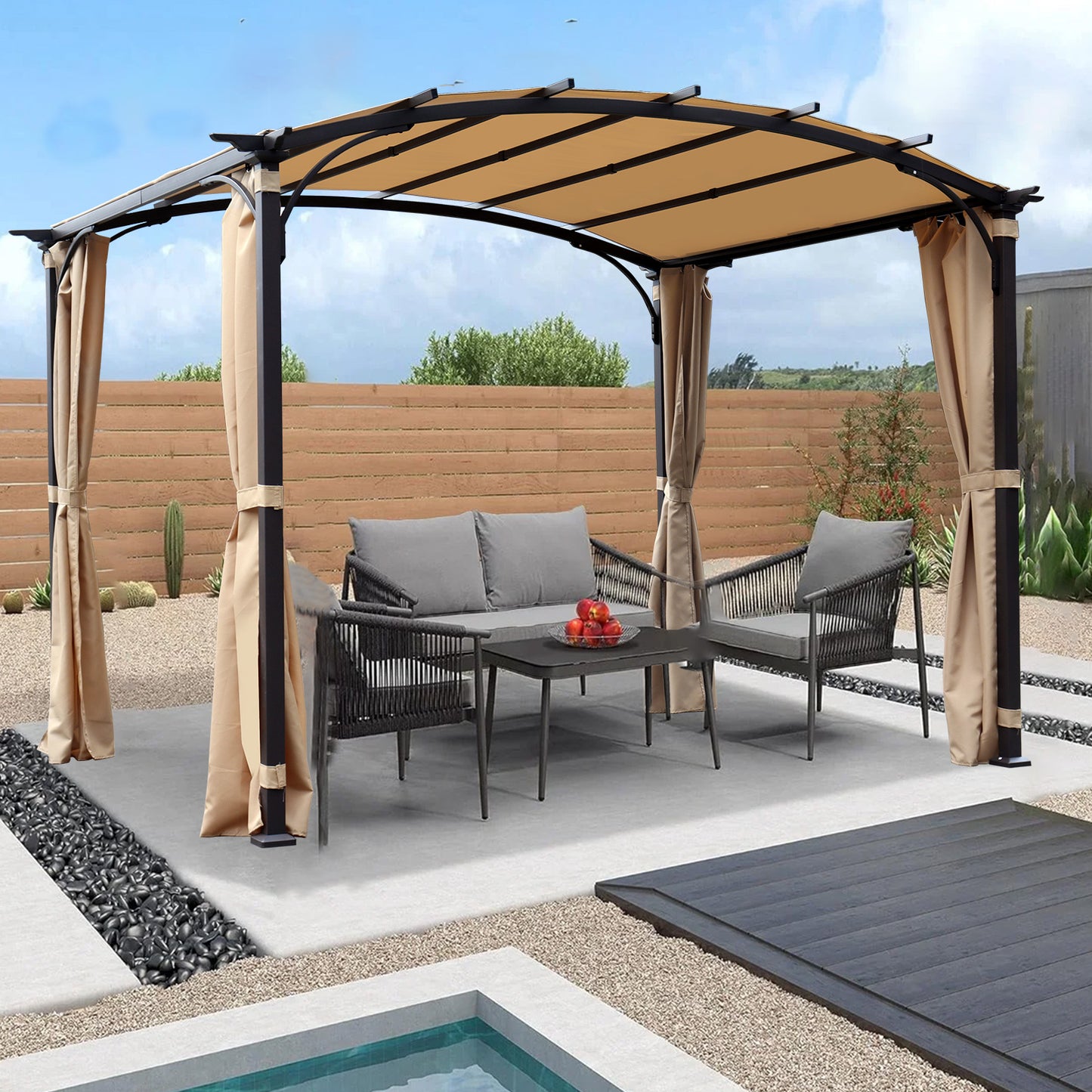 Grape Grove Outdoor Pergola with Sun Shade