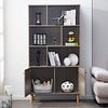 Chic Gray Oak Bookcase with Doors