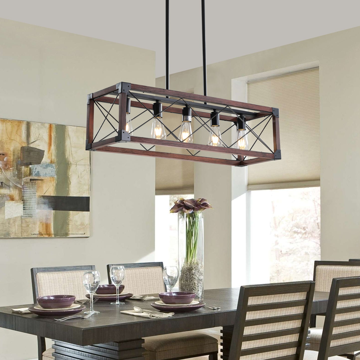 Charming Retro Farmhouse Chandelier in Red