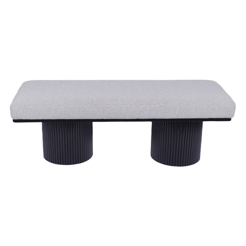 Cozy Grey Boucle Bench with Bold Black Legs