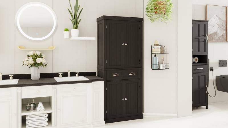 Chic Pantry Cabinet with Custom Shelves