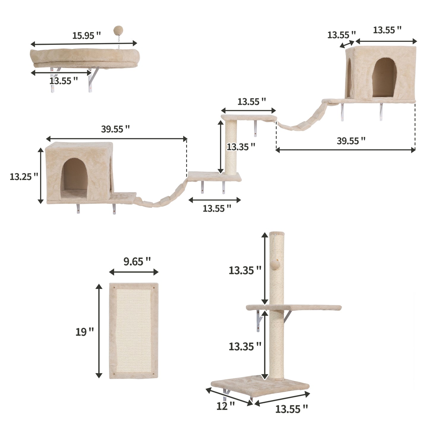 Elevated Cat Haven: Wall-Mounted Condo & Play Zone