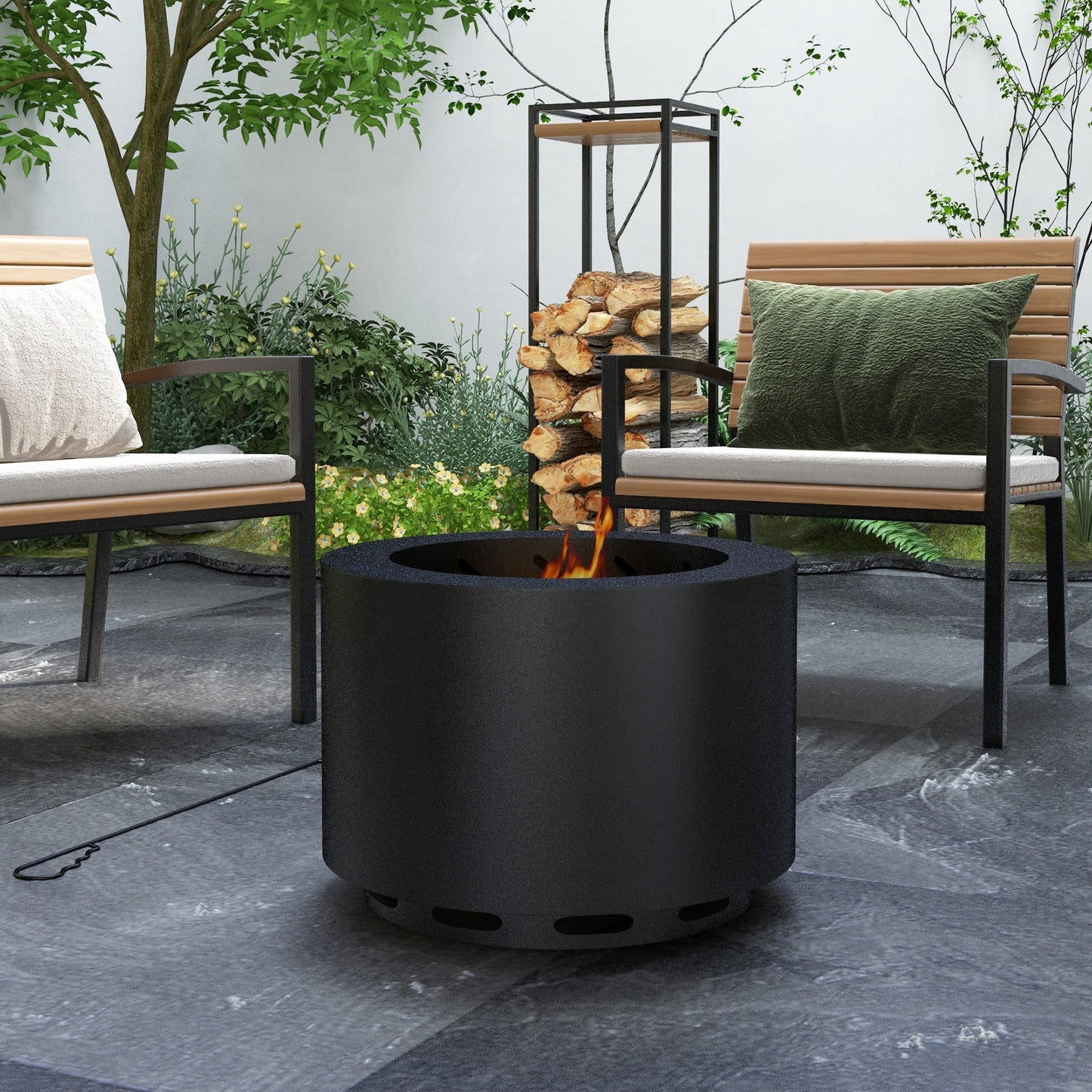 Sleek Smokeless Fire Pit - Portable Wood Burner for Cozy Campfires