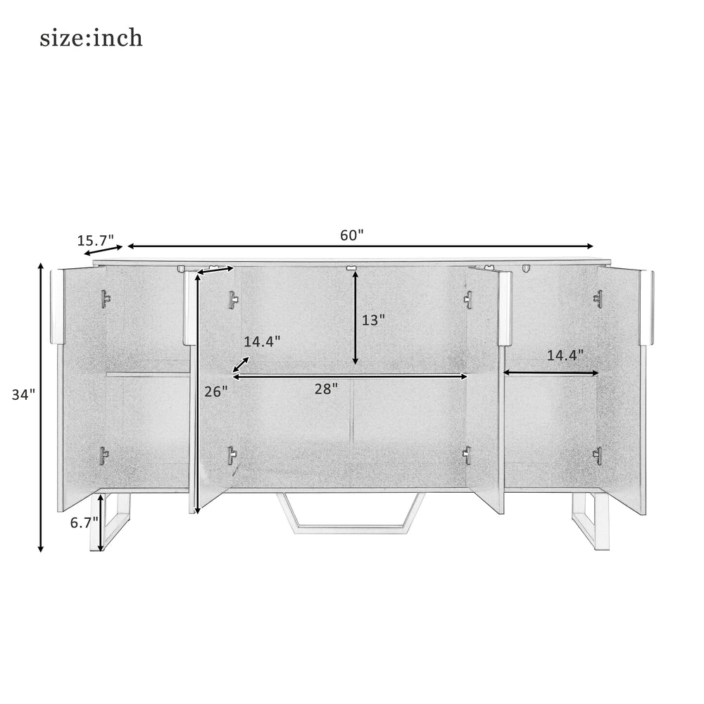 Sleek Black Modern Sideboard with Adjustable Shelves