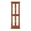Luminous Walnut Curio Cabinet with Adjustable Shelves and Mirror Back