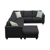 Cozy L-Shaped Modular Sofa Set with Ottoman and Pillows