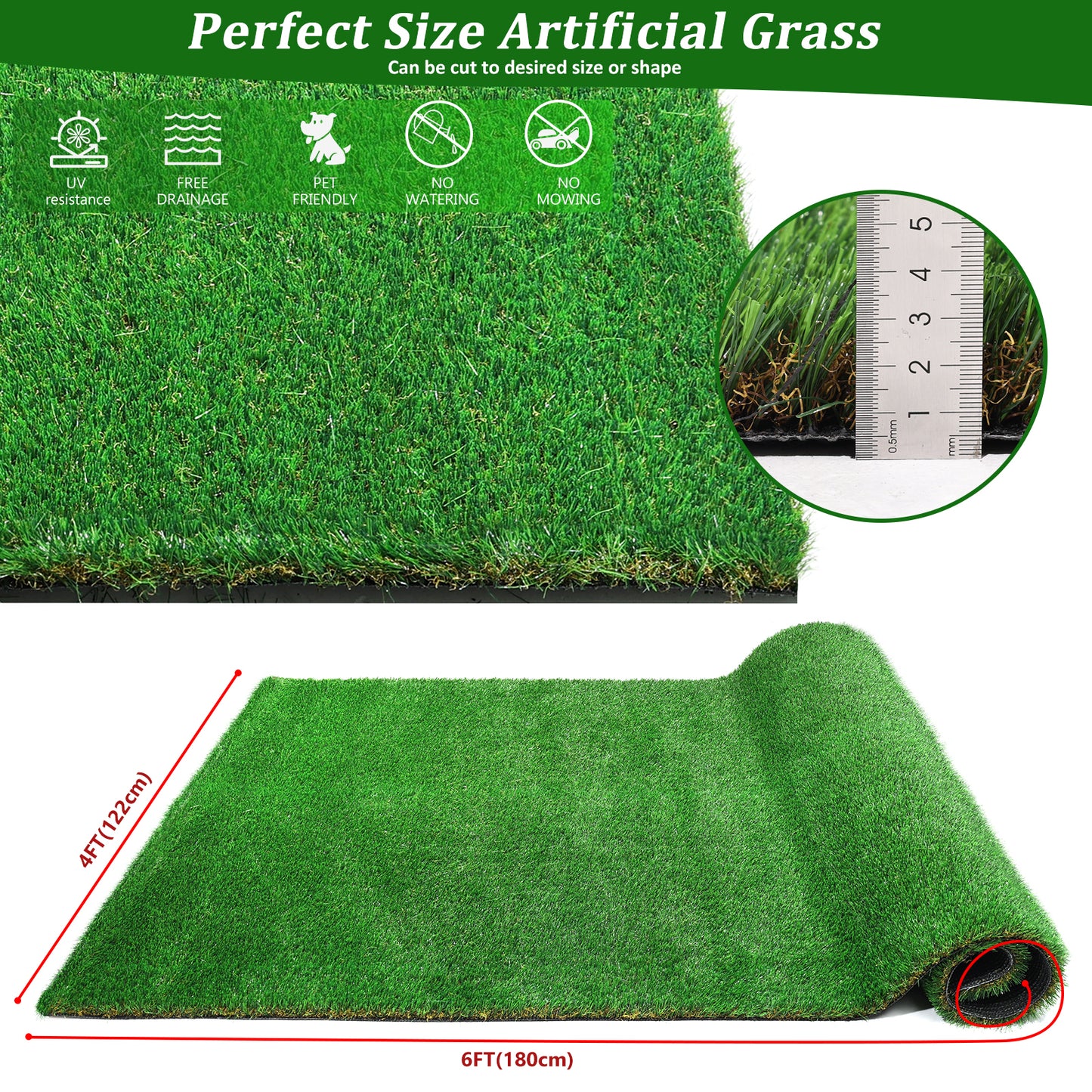 Lush Green Outdoor Turf Runner Rug - Perfect for Patios, Balconies & Gardens!