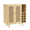 Chic Boho Bar Cabinet with Rattan Doors and Stylish Wine Storage