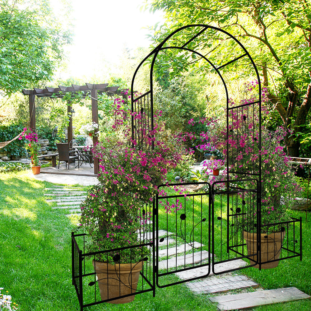 Enticing Garden Archway with Gate for Climbing Plants