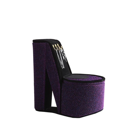 Chic Purple Velvet Jewelry Box with High Heel Details