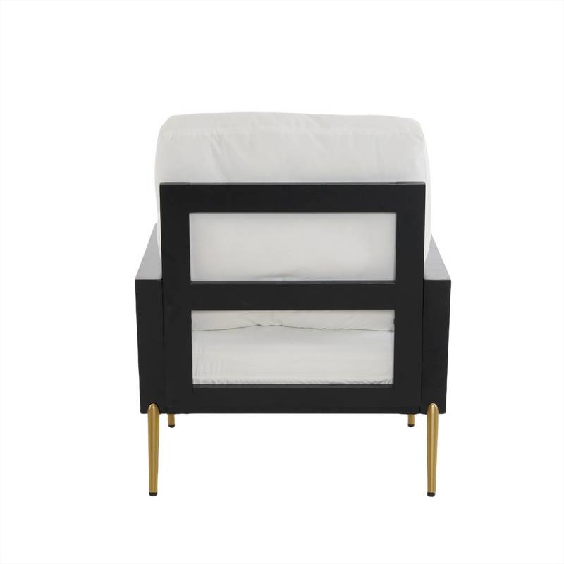 Chic White Accent Armchair with Gold Legs