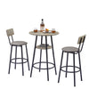 Cozy Grey Round Bar Stool Set with Backrest and Shelf