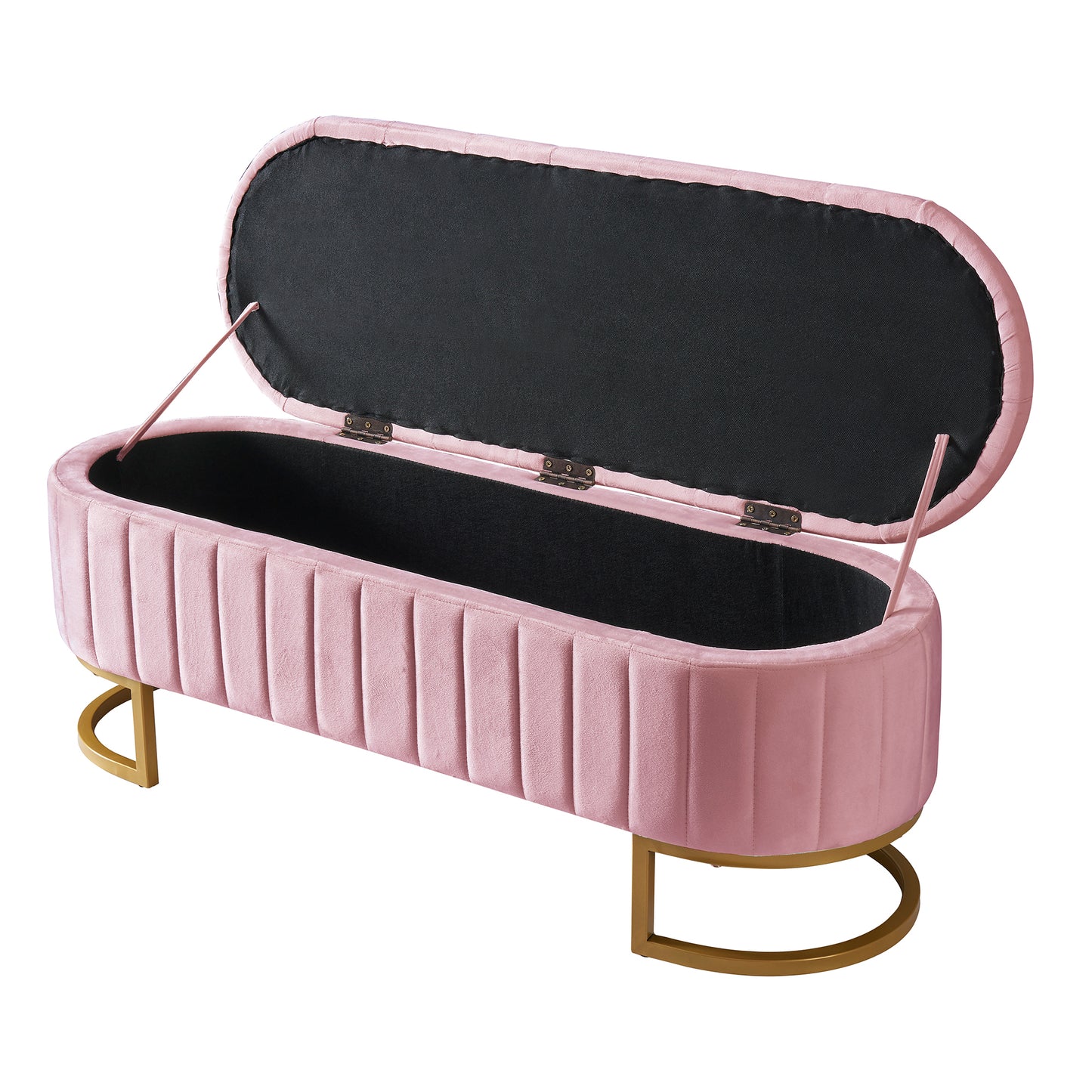 Chic Velvet Storage Ottoman with Button-Tufted Style in Pink