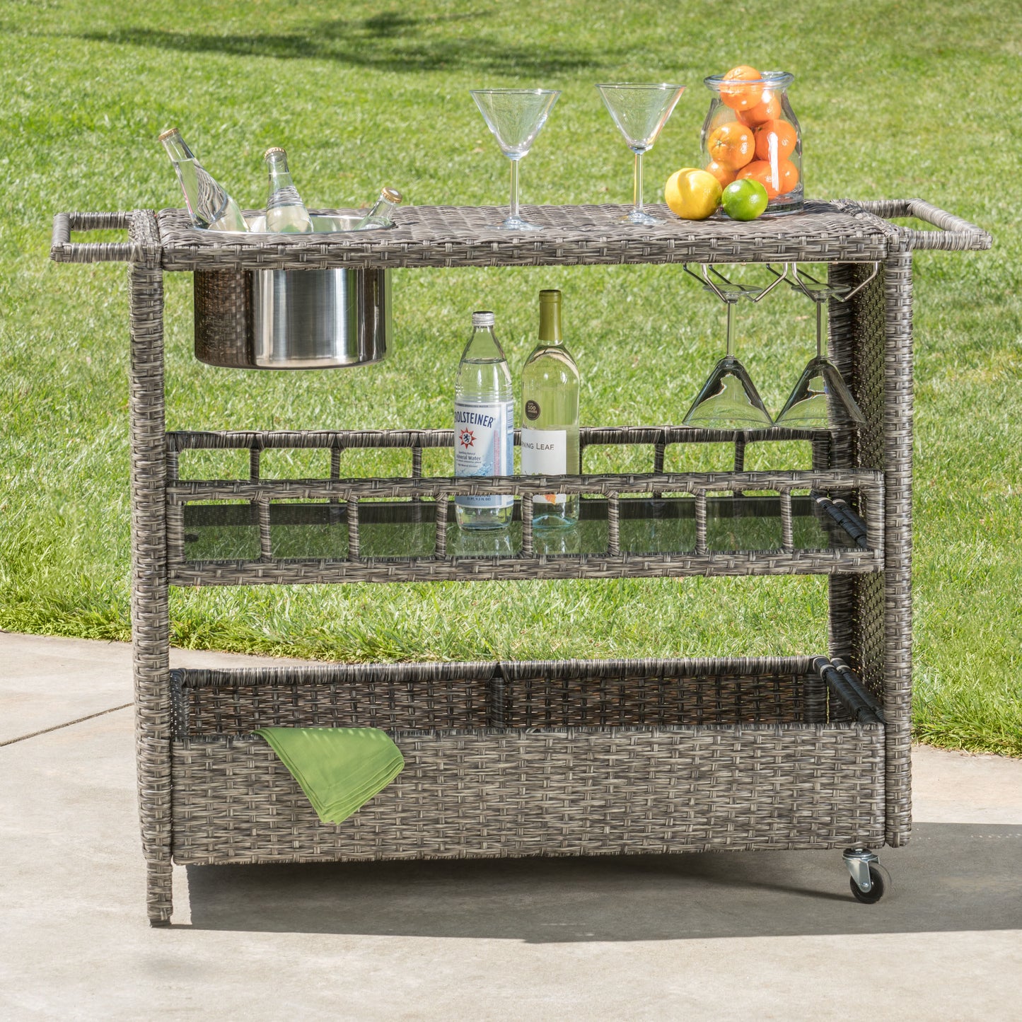 Wicker Elegance Bar Cart