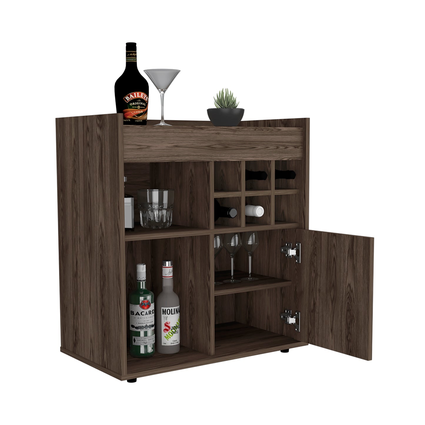 Chic Coffee Cart with Storage & Bottle Racks