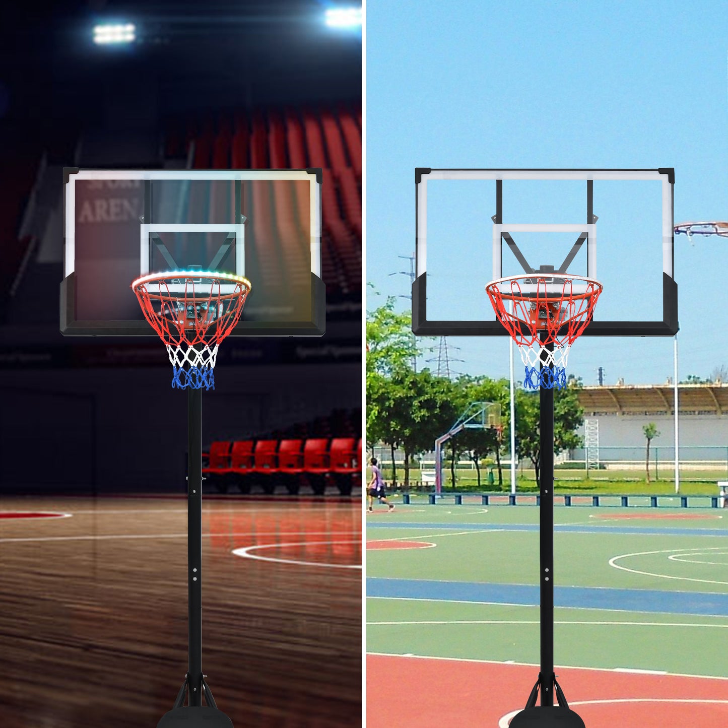 GlowHoops: Adjustable Portable Basketball System for Day and Night Fun