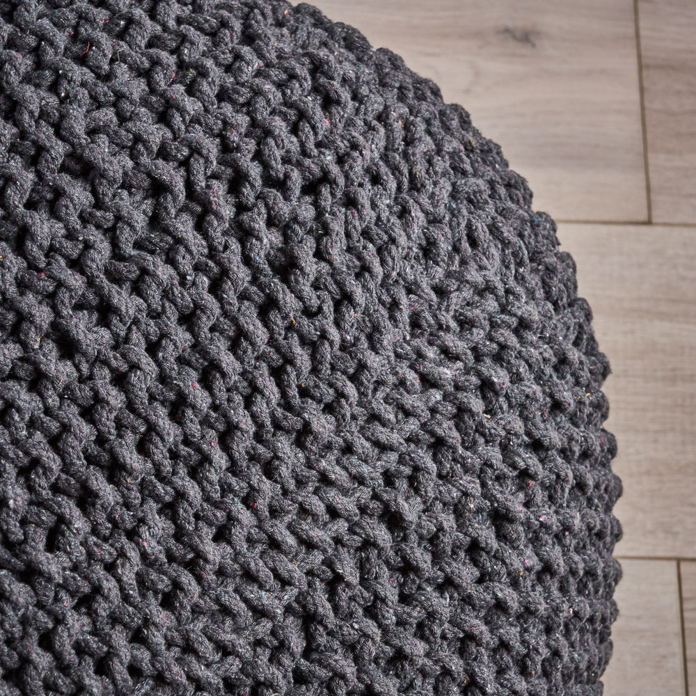 Cozy Knitted Cotton Pouf Cube