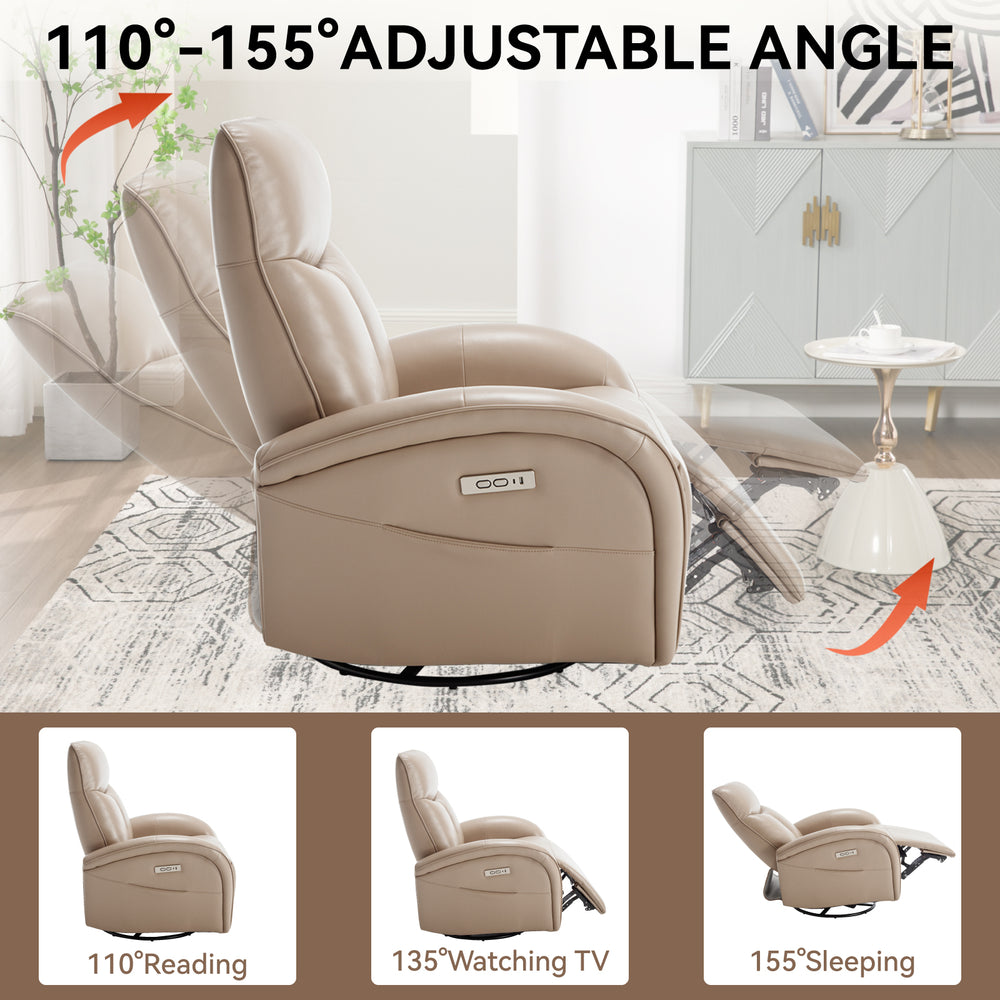 Ultimate Comfort Swivel Recliner with USB Ports