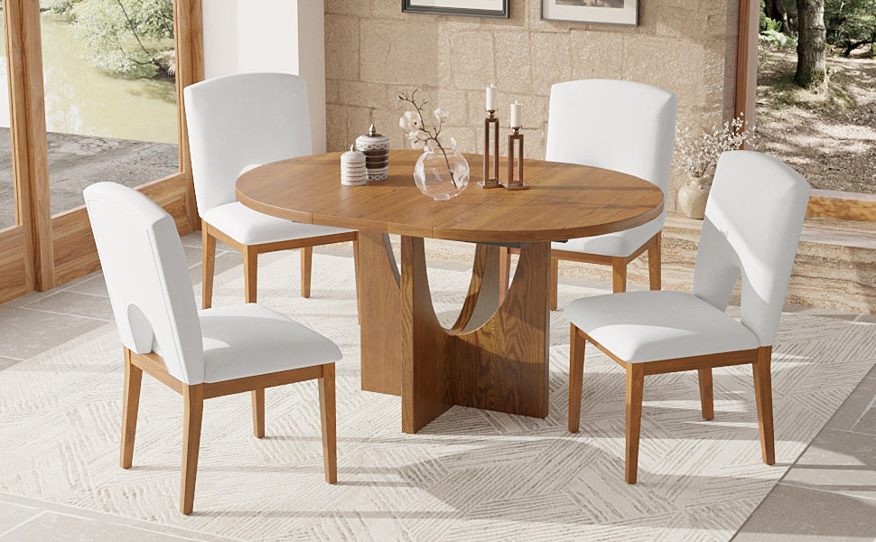 Cozy Walnut Dining Set with Extendable Table