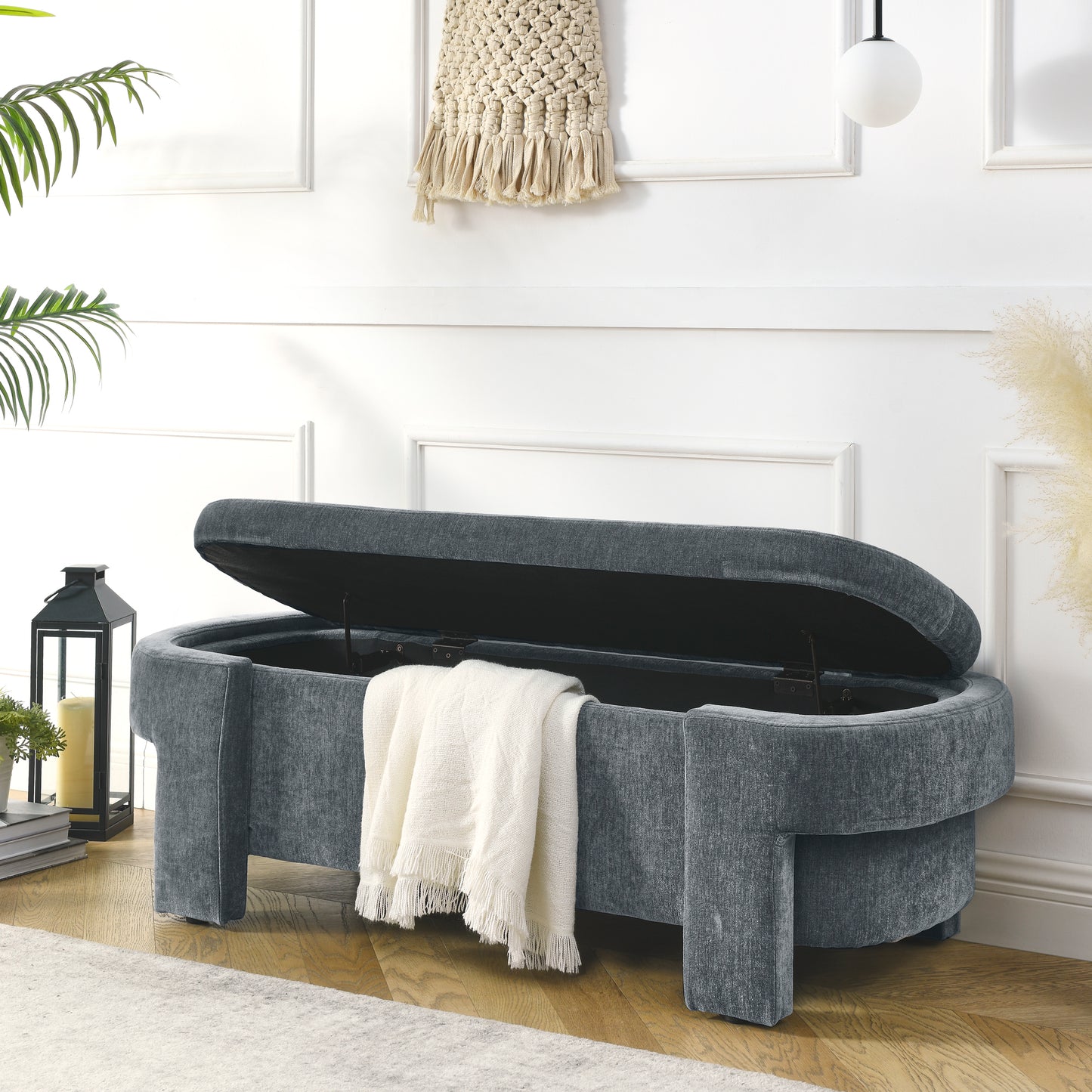 Chic Chenille Storage Bench