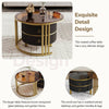 Chic Nesting Coffee Tables with Drawers - Sleek Round Design in Black and Brown Glass