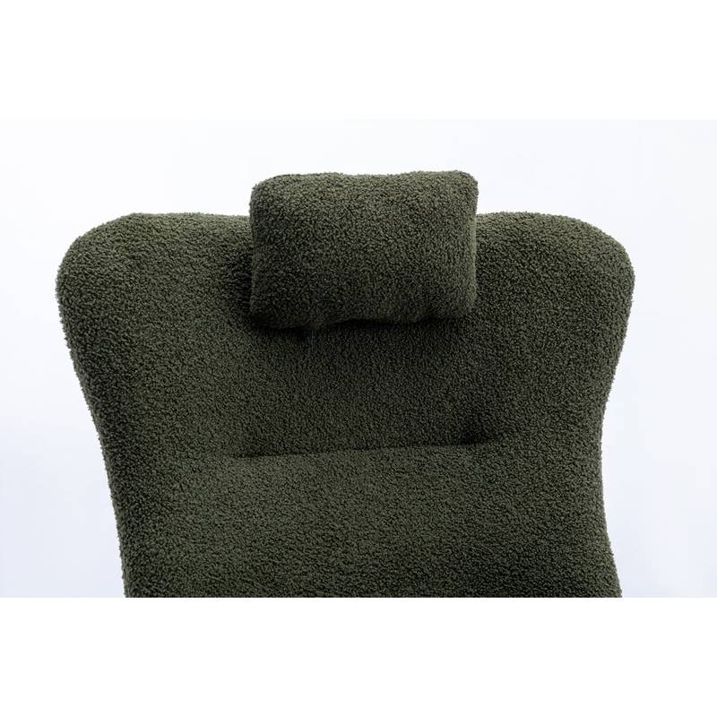 Cozy Rocking Chair with Pocket - Soft Teddy Fabric Glider in Dark Green