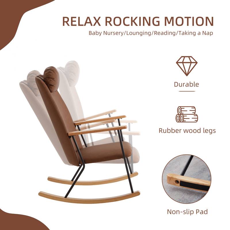 Cozy Rocking Chair with Adjustable Headrest
