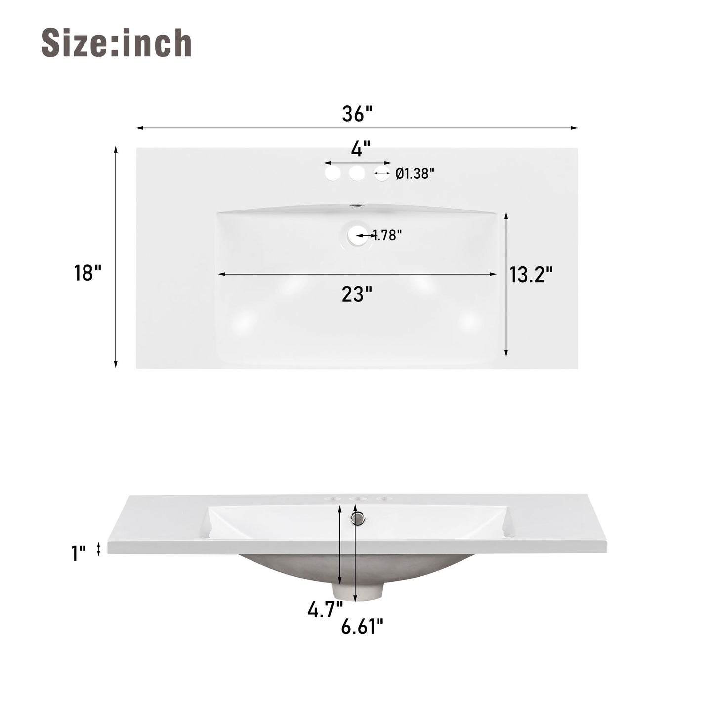 Chic White Resin Vanity Sink - Three Hole Design