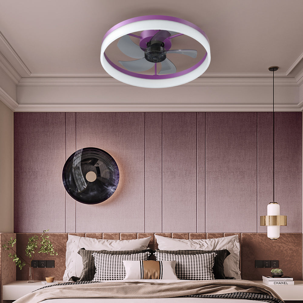 Dimmable LED Ceiling Fan - Modern Aura in Purple