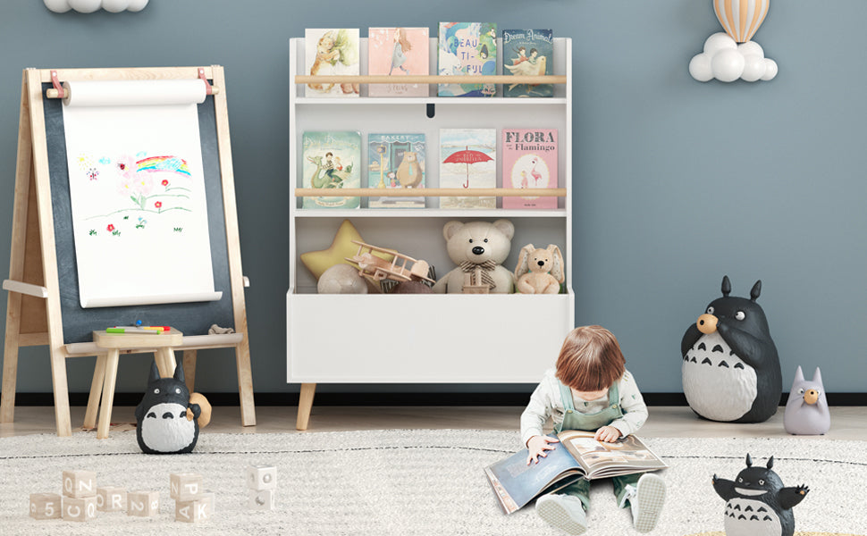 Brightly Kids Bookshelf & Toy Organizer