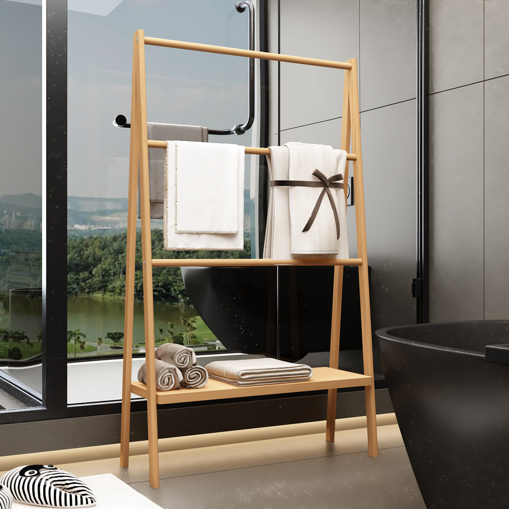 Bamboo Towel & Shelf Rack