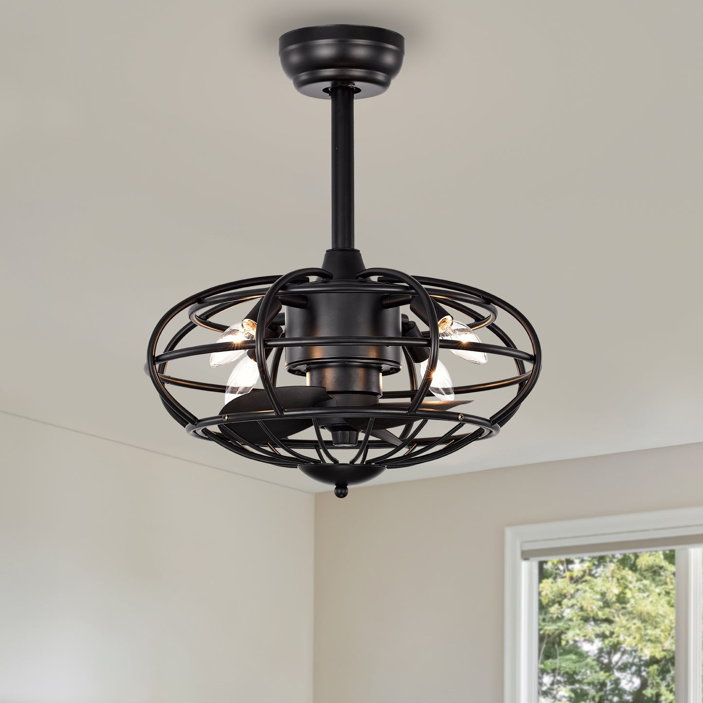 Cozy Caged Ceiling Fan with Remote - Perfect for Any Room!