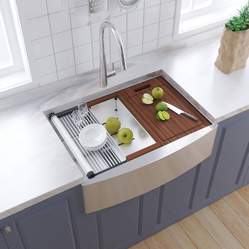 Farmhouse Stainless Steel Kitchen Sink: Sleek Workstation Design