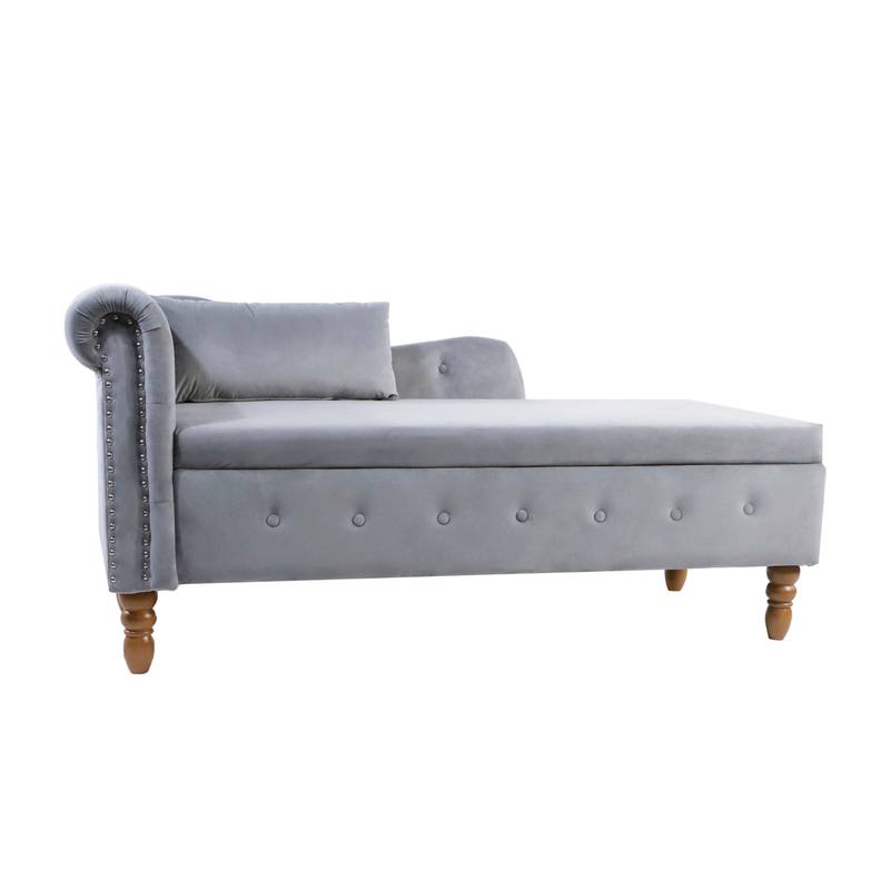 Velvet Dream Lounge Chair with Storage & Pillow