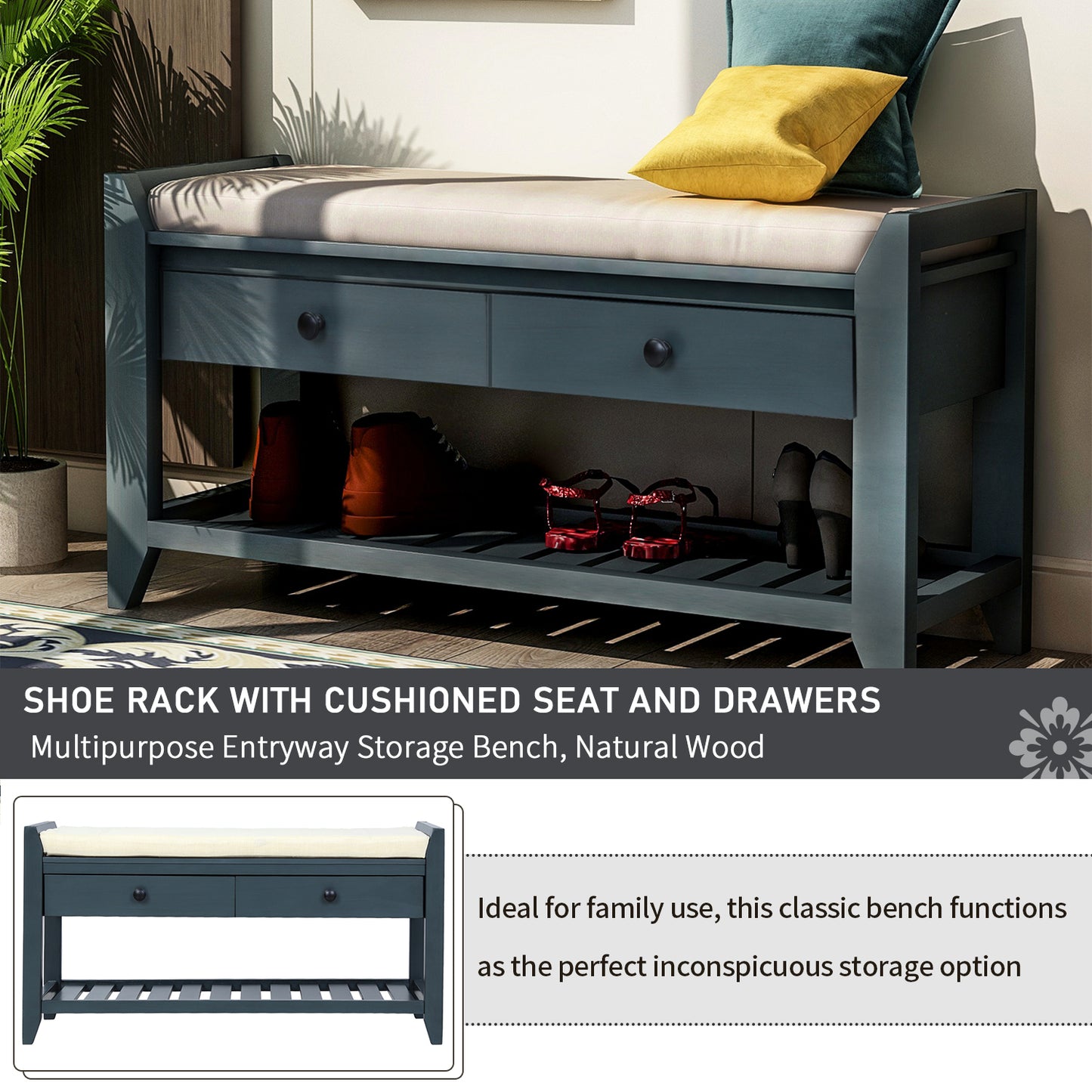 Comfort Seat Shoe Bench with Storage