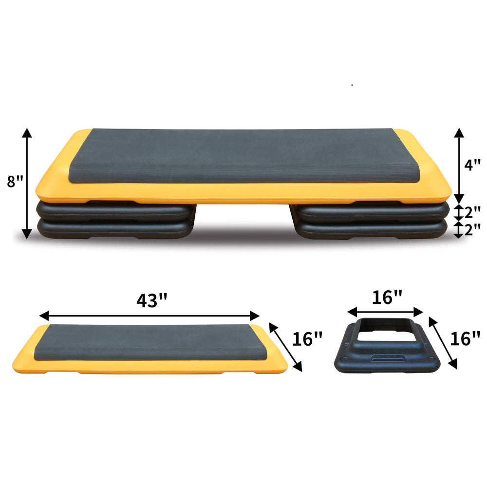 Dynamic Fitness Step with Adjustable Risers - Bright Yellow!