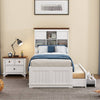 Charming Captain's Bedroom Set with Trundle and Nightstand in White and Walnut