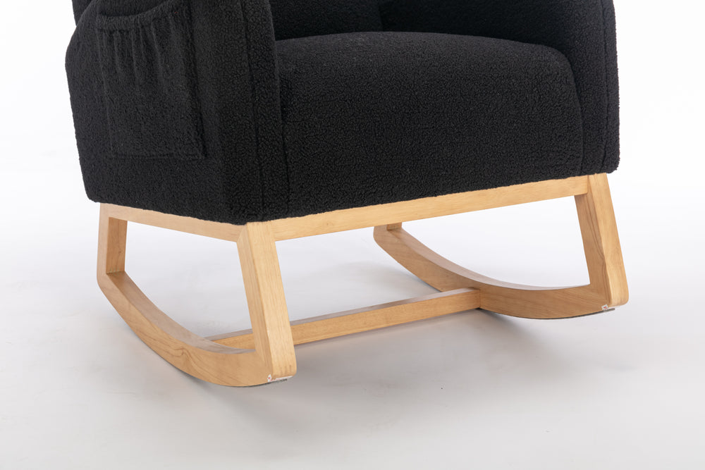 Cozy Teddy Rocking Chair with Stylish Wood Legs