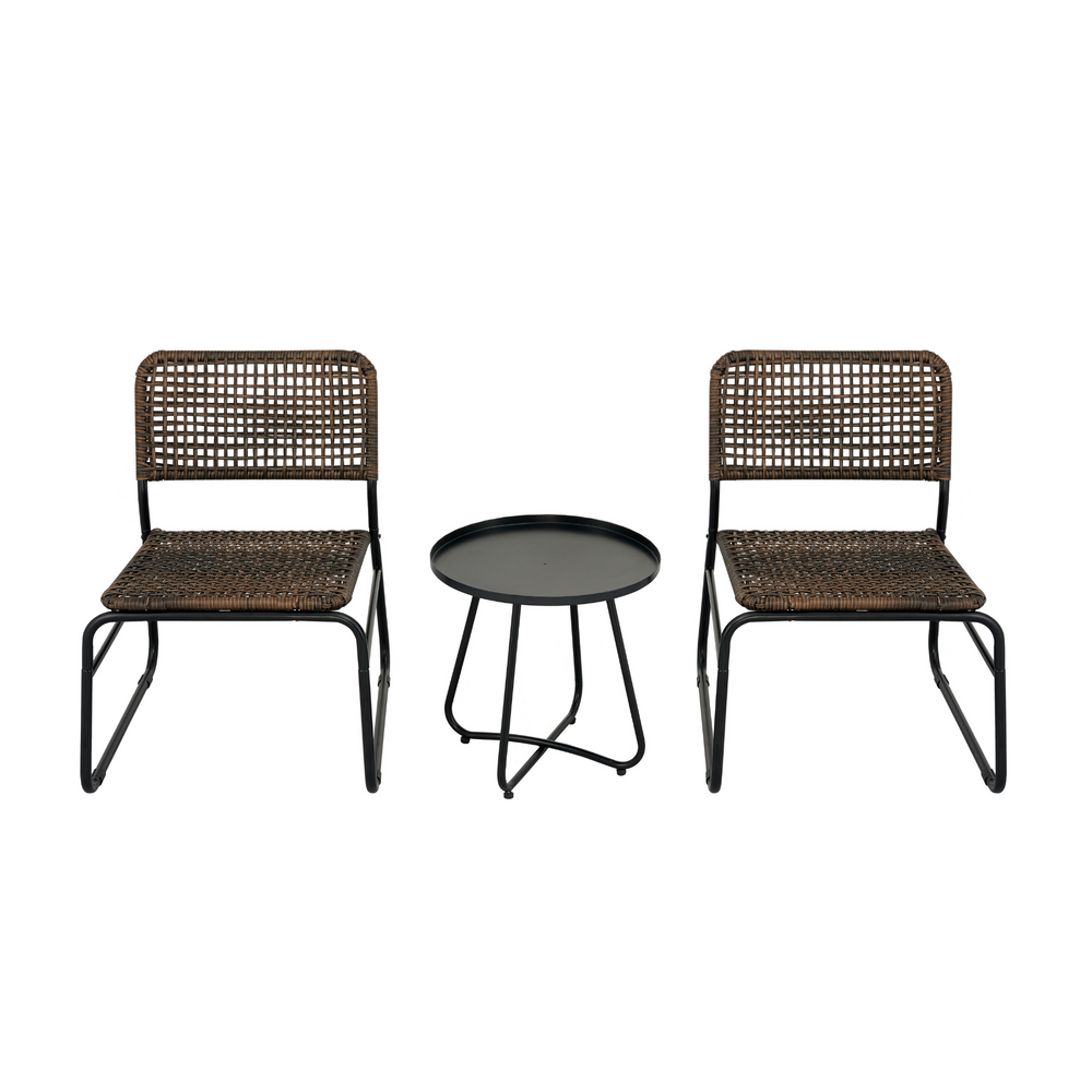 Chic Rattan Patio Set with Modern Round Table