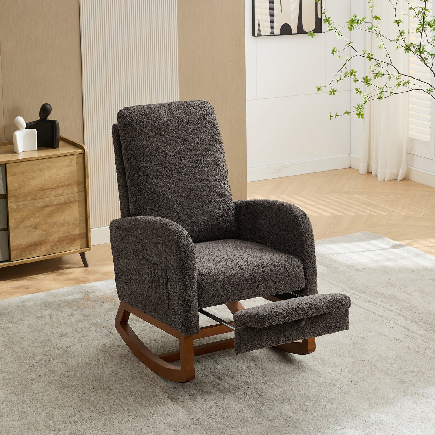 Cozy Glider Rocking Chair with Footrest - Charcoal