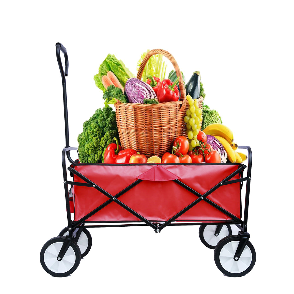 Bright Red Folding Wagon for Gardens & Beaches