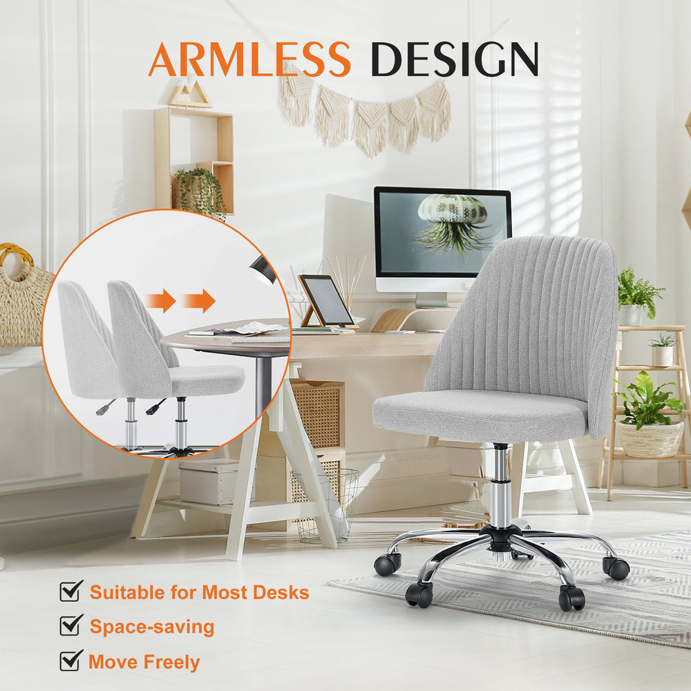 Cozy Glide Armless Desk Chair for Small Spaces