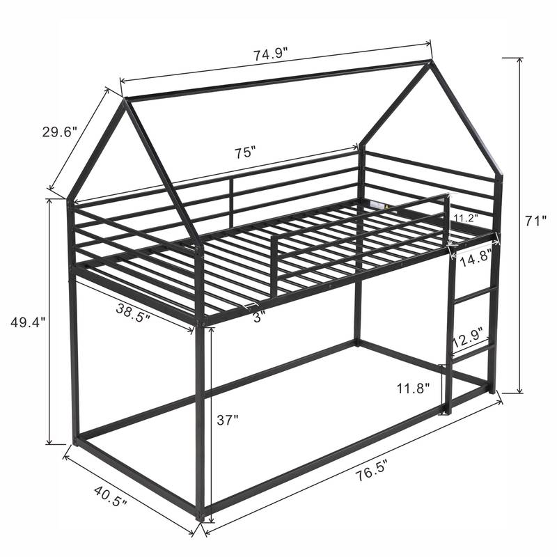 Cozy Black House Bunk Bed