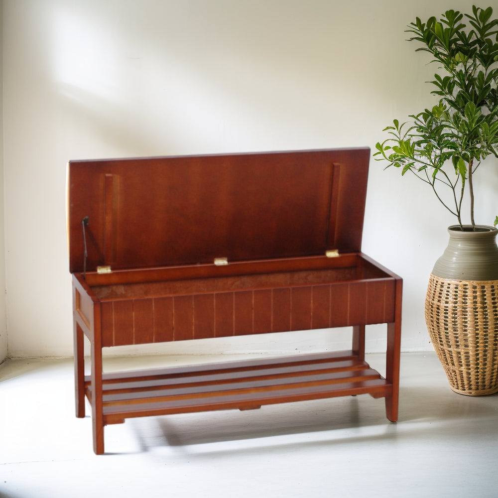 Charming Cherry Wood Shoe Bench with Storage