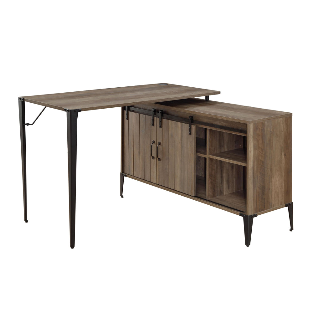 Rustic Oak & Black Zakwani Writing Desk