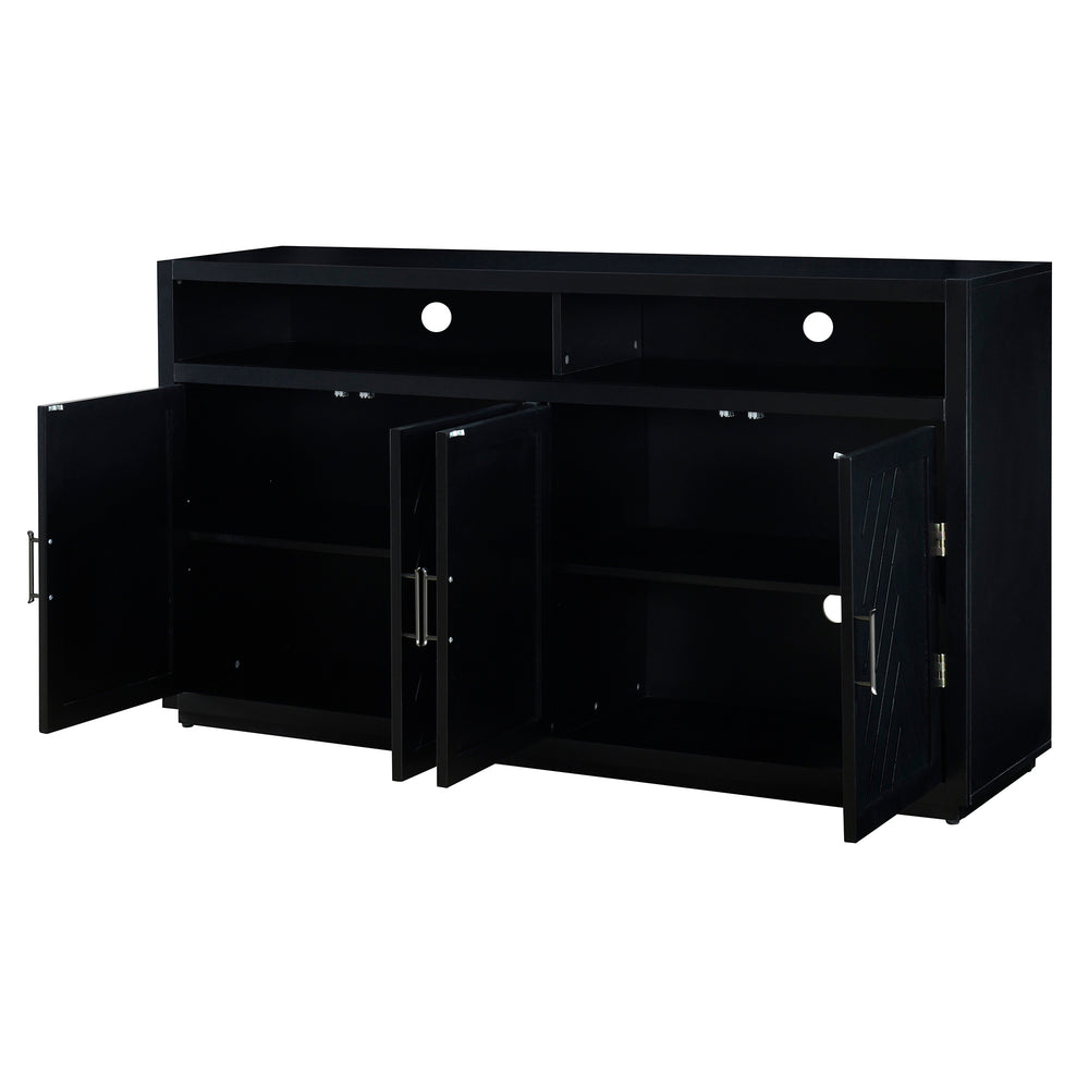 Stylish Black Classic Sideboard with Adjustable Shelves