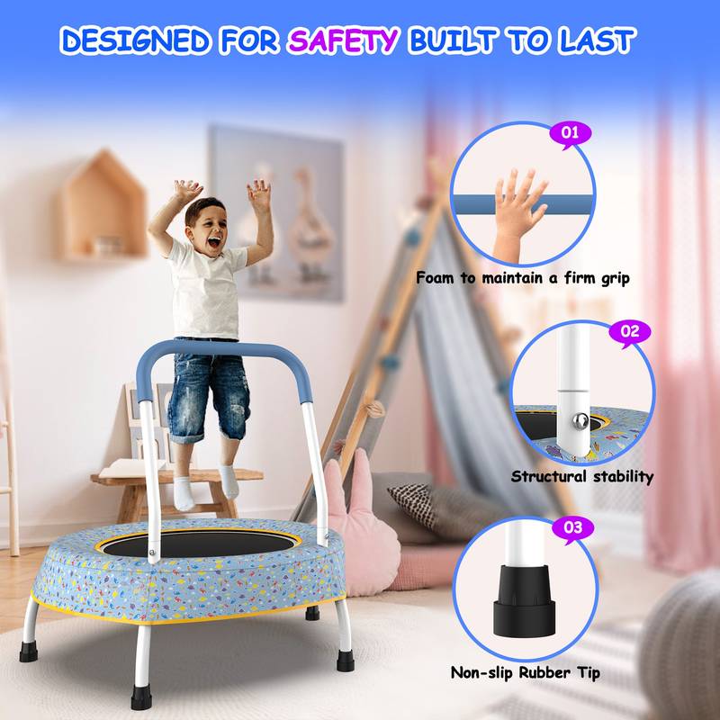 Bouncy Fun Toddler Trampoline with Safety Handle