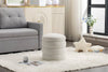 Ivory Velvet Round Ottoman